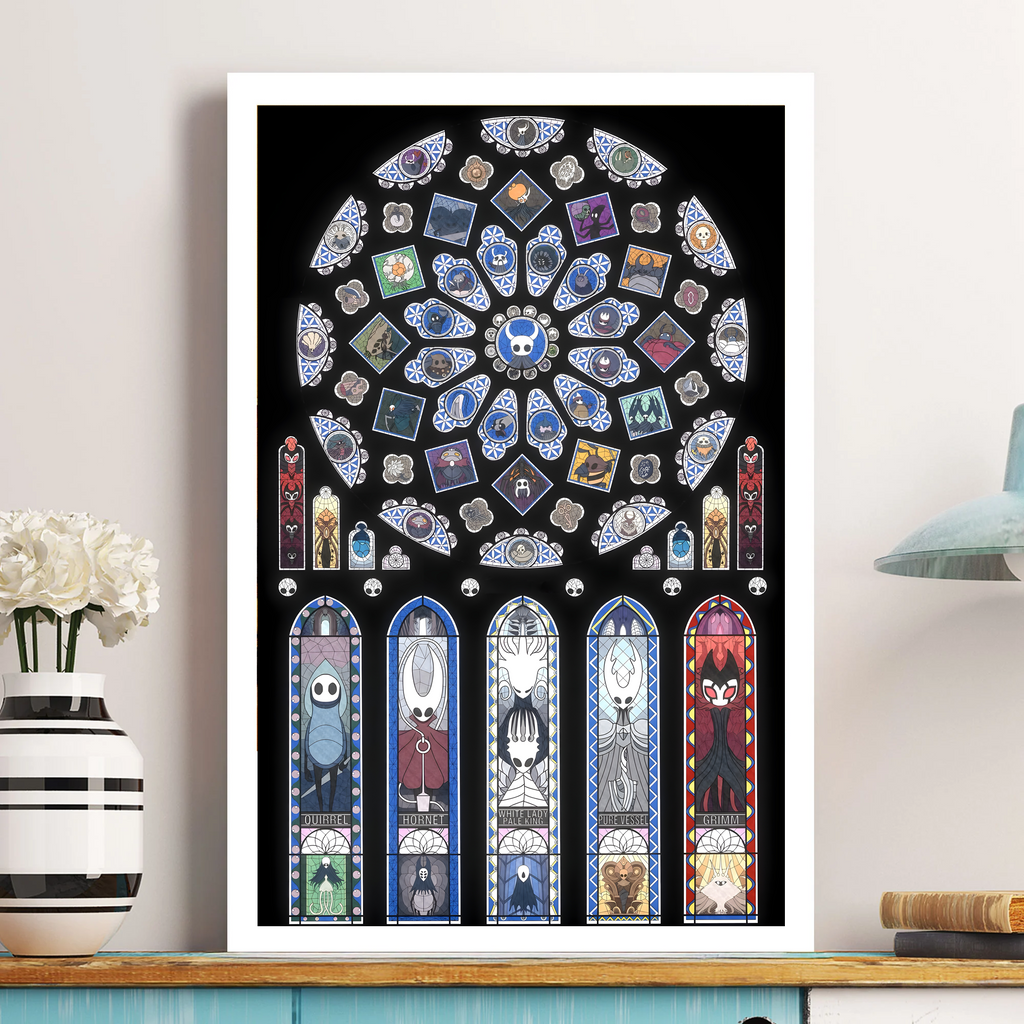 Unframed Hollow Knight Poster print, rolled up and ready for gifting or custom framing