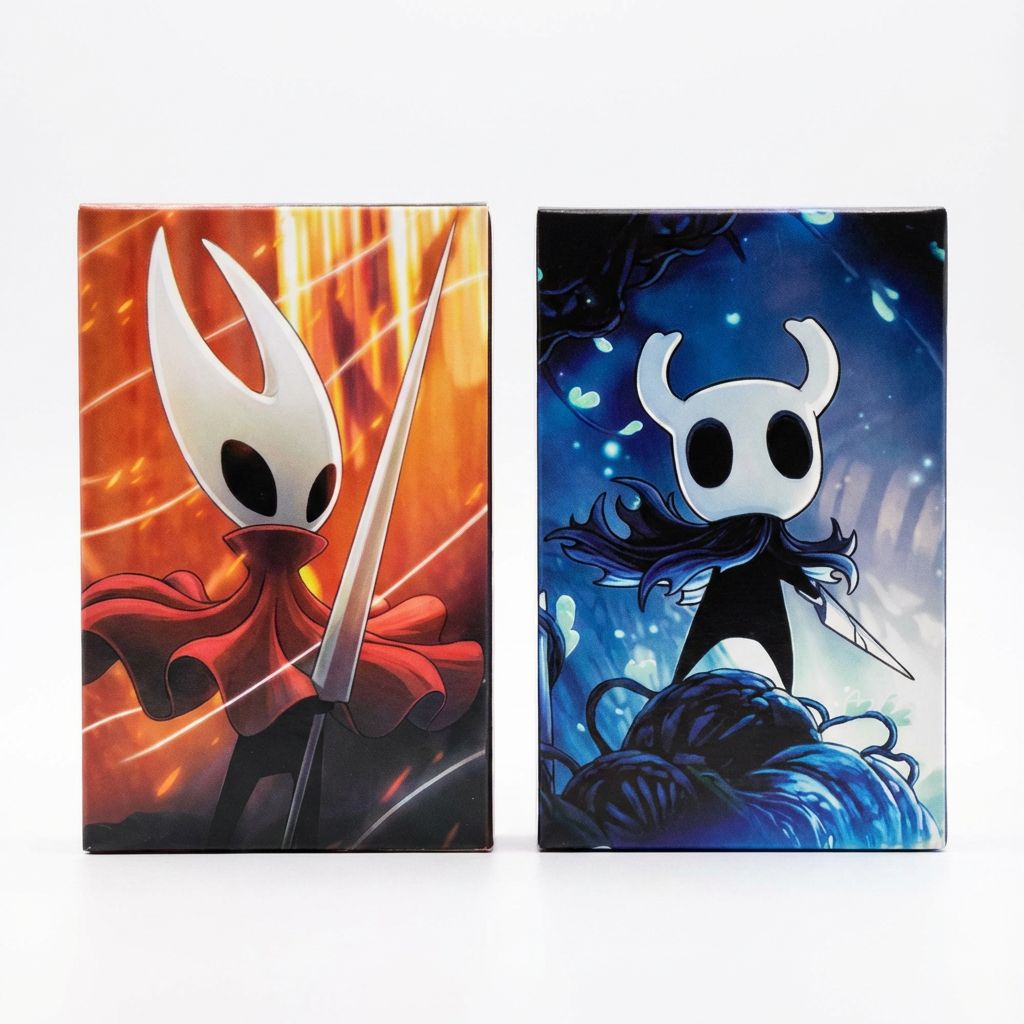 A fan of Hollow Knight Lomo Cards featuring Hornet and the Knight, perfect Silksong Lomo cards.