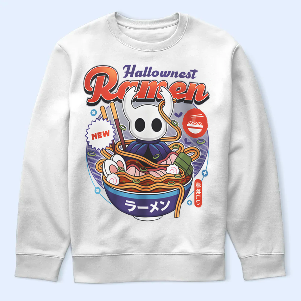 Little Ghost Hollow Knight Sweatshirt, Hallownest Ramen Shirt, Official Game Fan Apparel & Merch Cartpitol