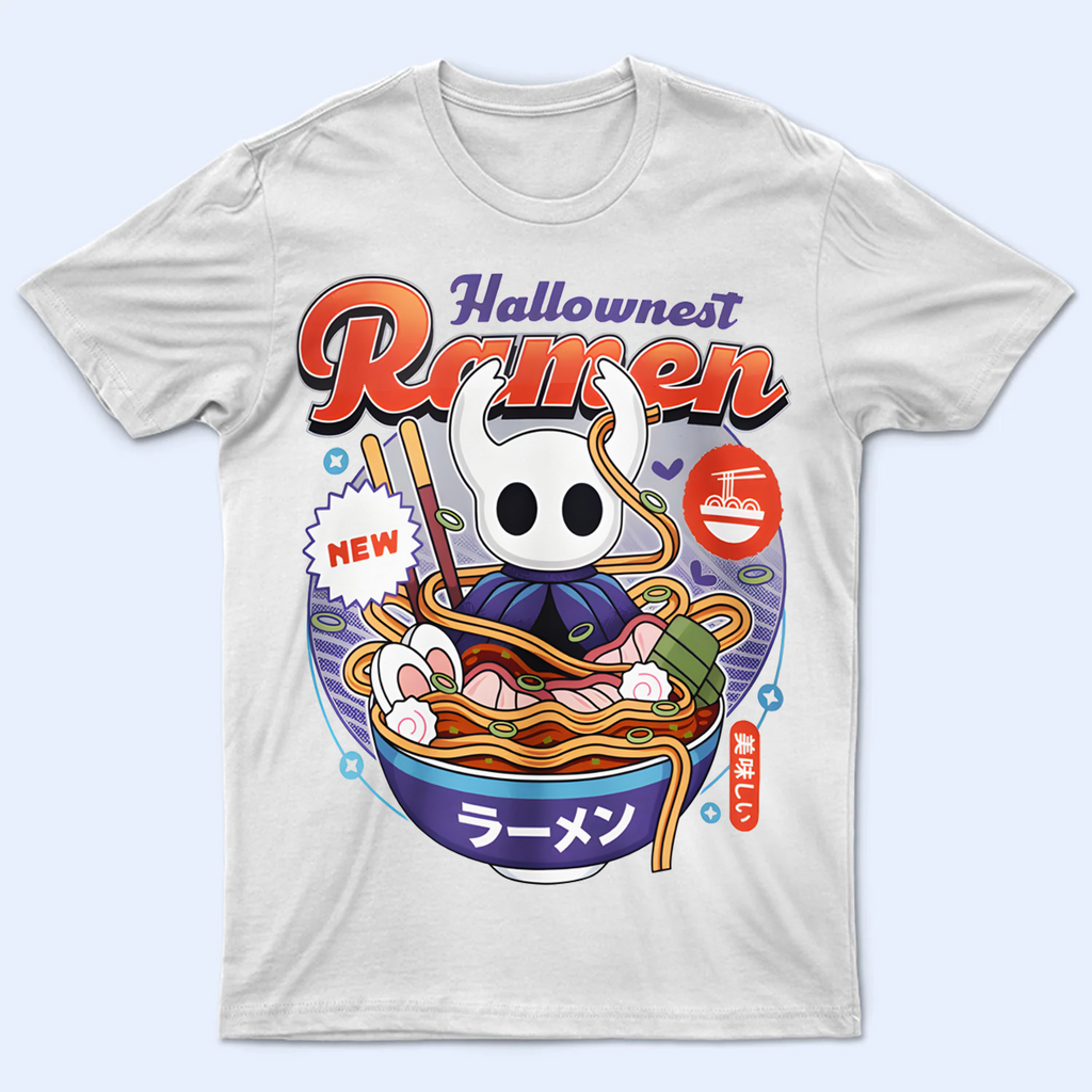 Little Ghost Hollow Knight T-shirt, Hallownest Ramen Shirt, Official Game Fan Apparel & Merch Cartpitol