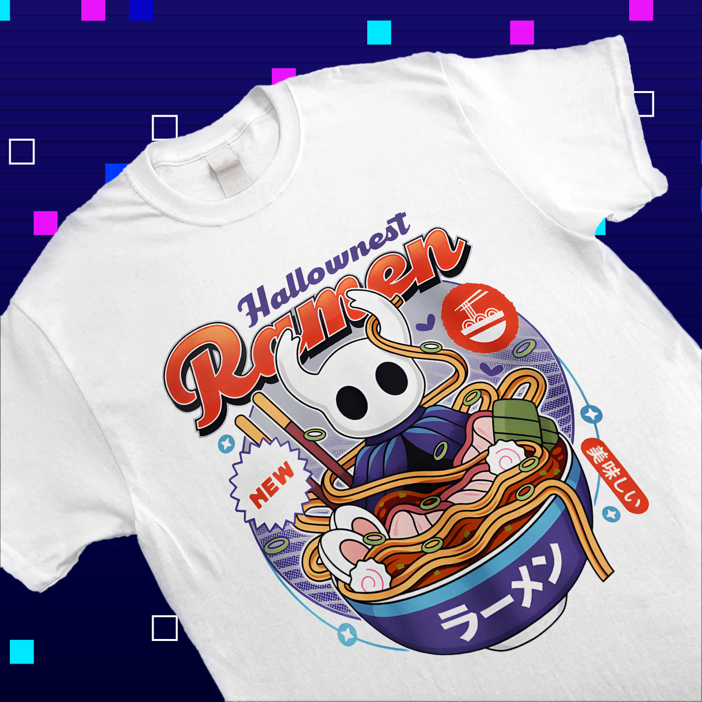 Little Ghost Hollow Knight T-shirt, Hallownest Ramen Shirt, Official Game Fan Apparel & Merch Cartpitol
