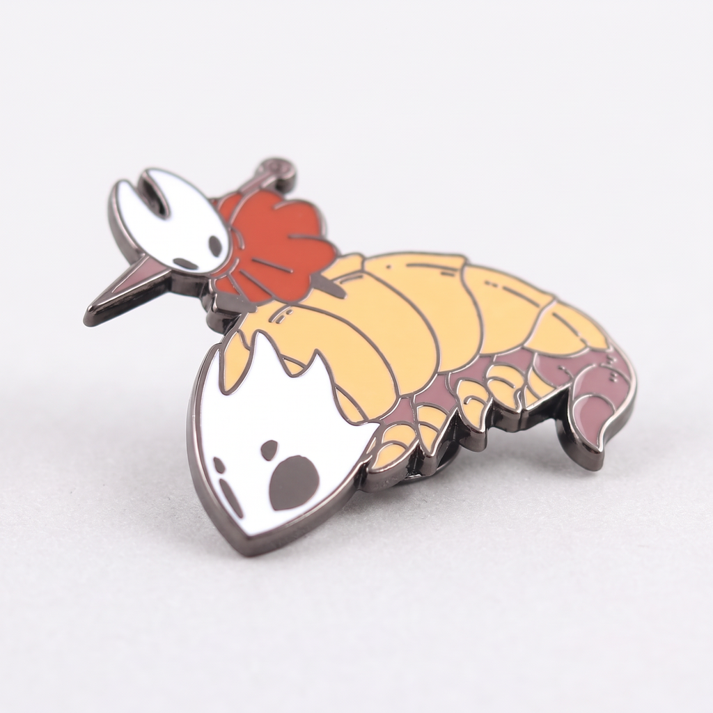 Details of the Hornet & Bell Beast enamel pin showing the metal material