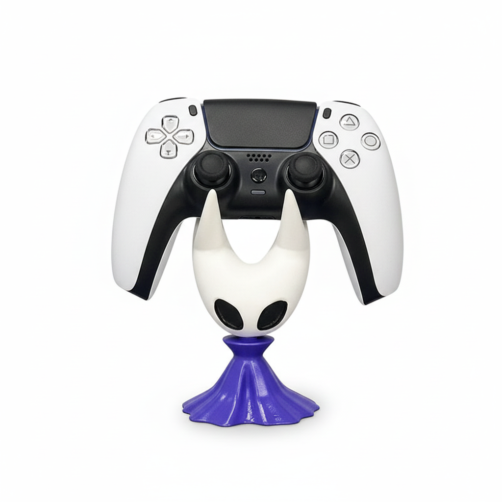 Front view of the Hornet Controller Stand designed as the character, ready to hold a gamepad