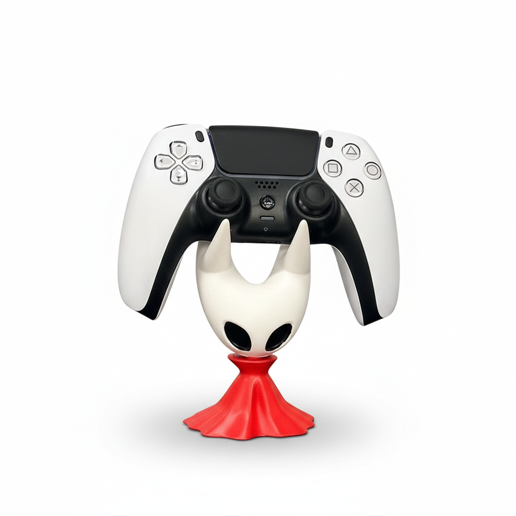 Front view of the Hornet Controller Stand designed as the character, ready to hold a gamepad