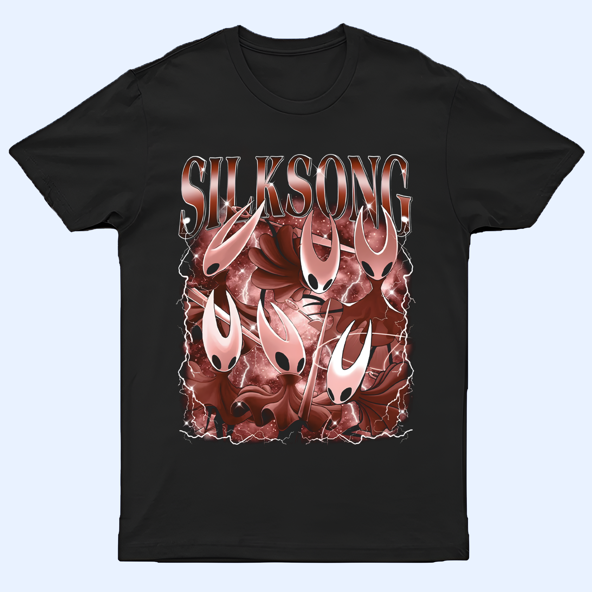 ront view of the Hornet shirt featuring a unique, fan-inspired design, perfect as a Silksong Tee for collectors