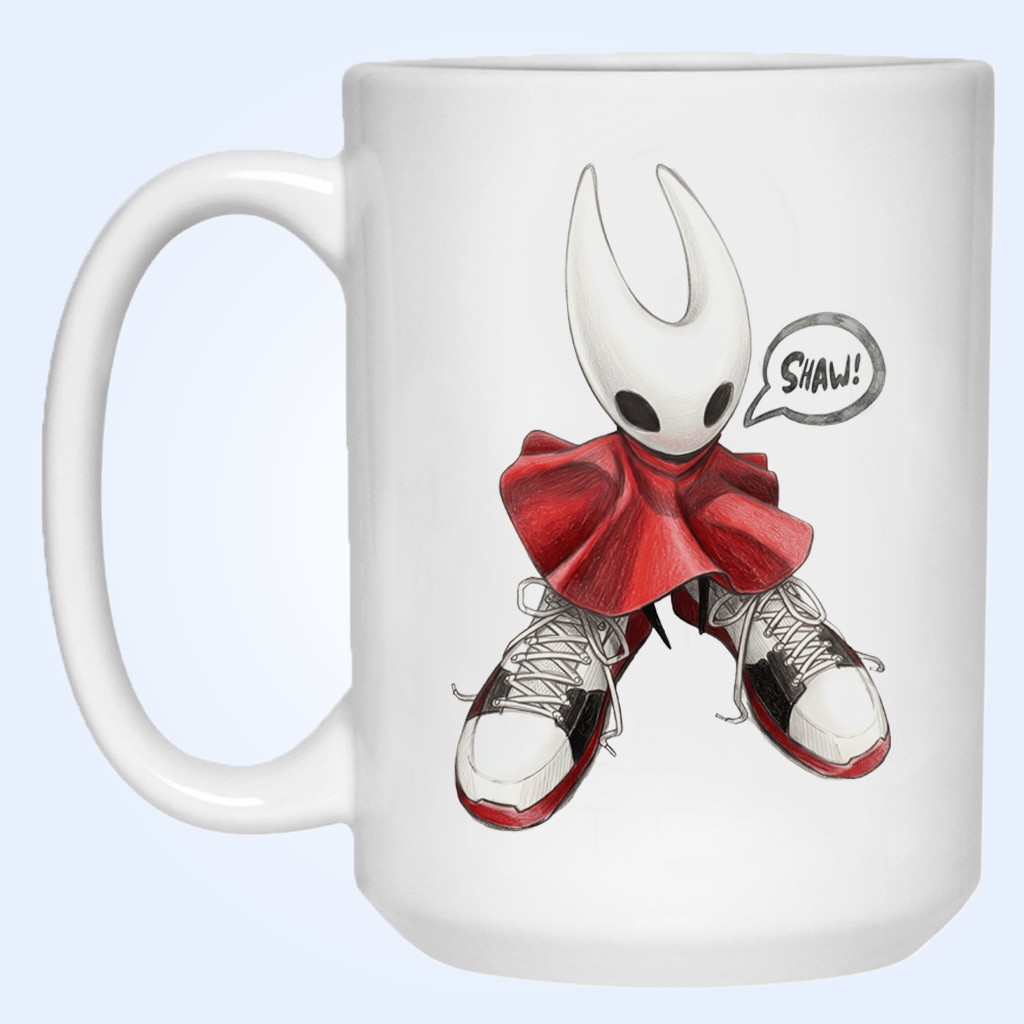 Front view of the ceramic Hornet shoes meme mug 15oz