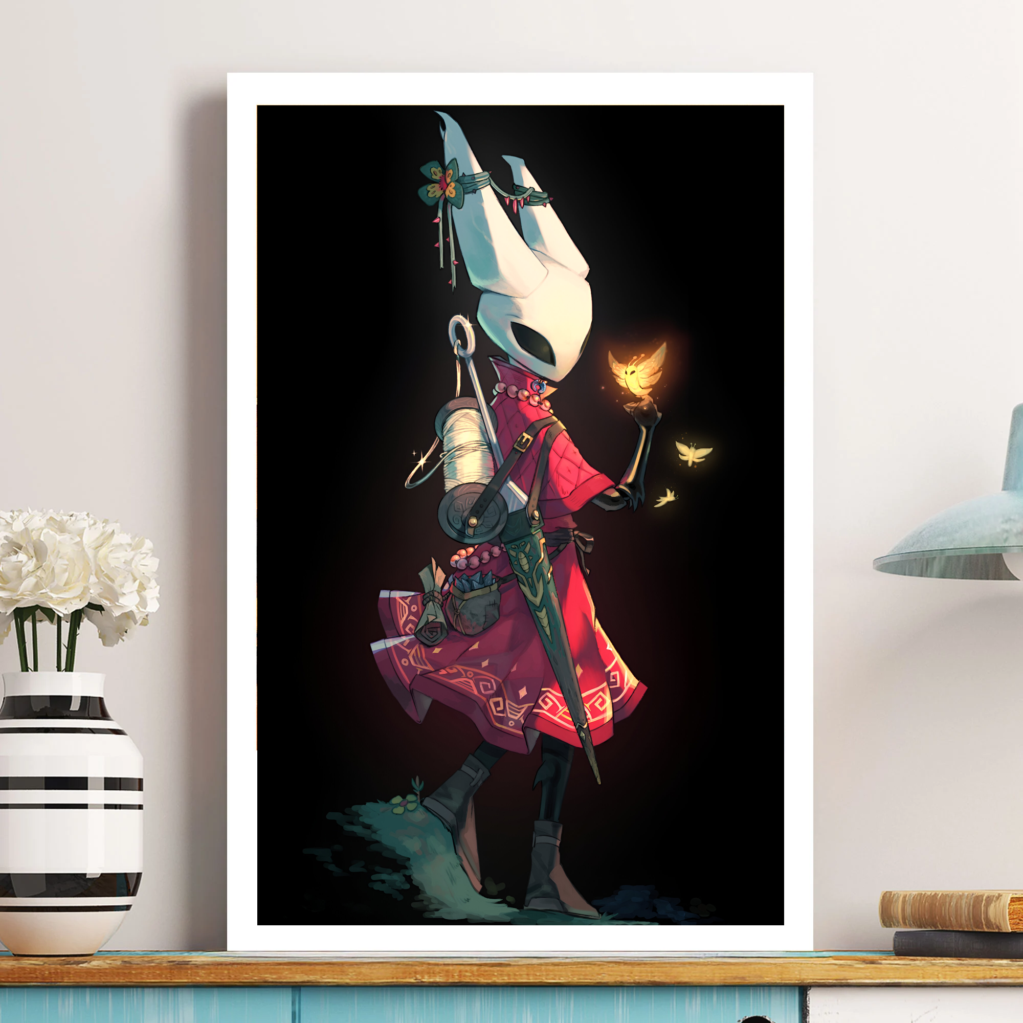 Unframed Silksong Poster print featuring the fan art of Hornet, rolled up and ready for gifting or framing