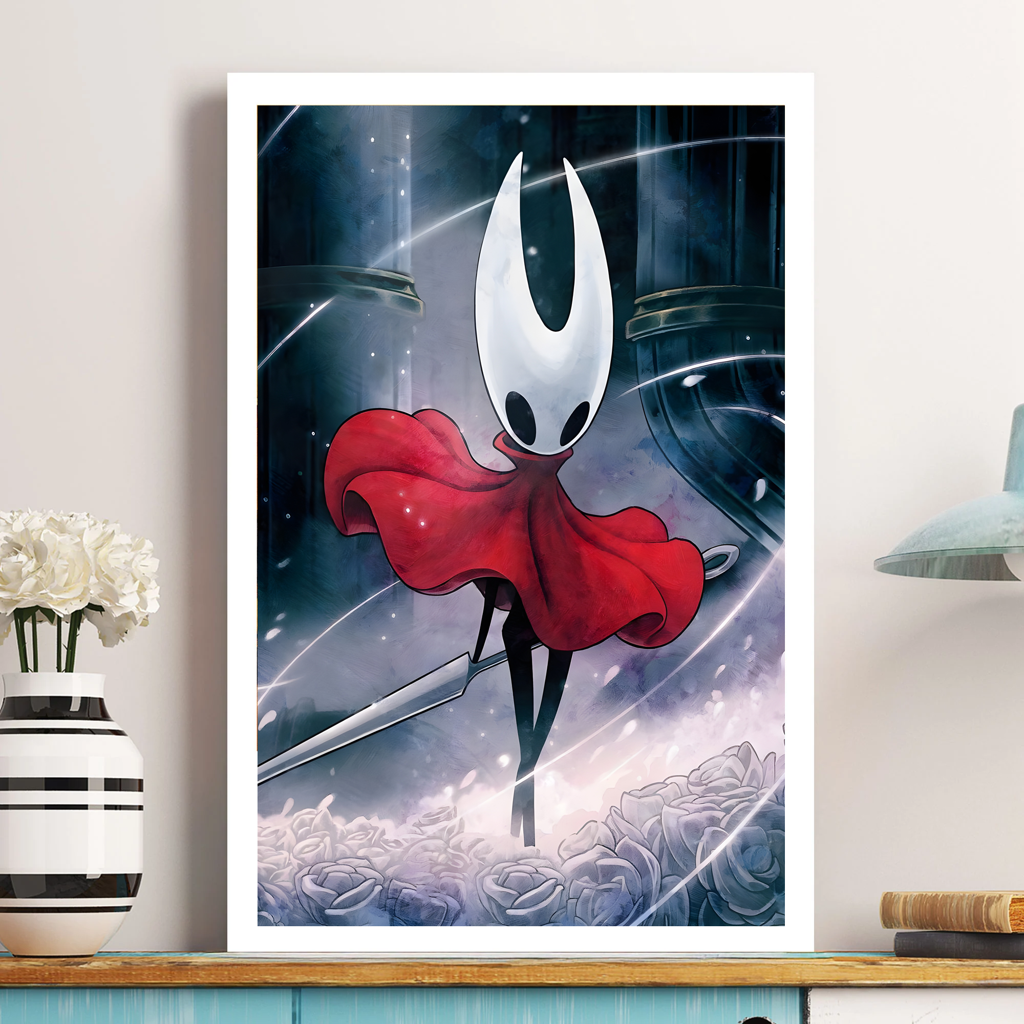 Unframed Silksong Poster print featuring the fan art of Hornet, rolled up and ready for gifting or framing