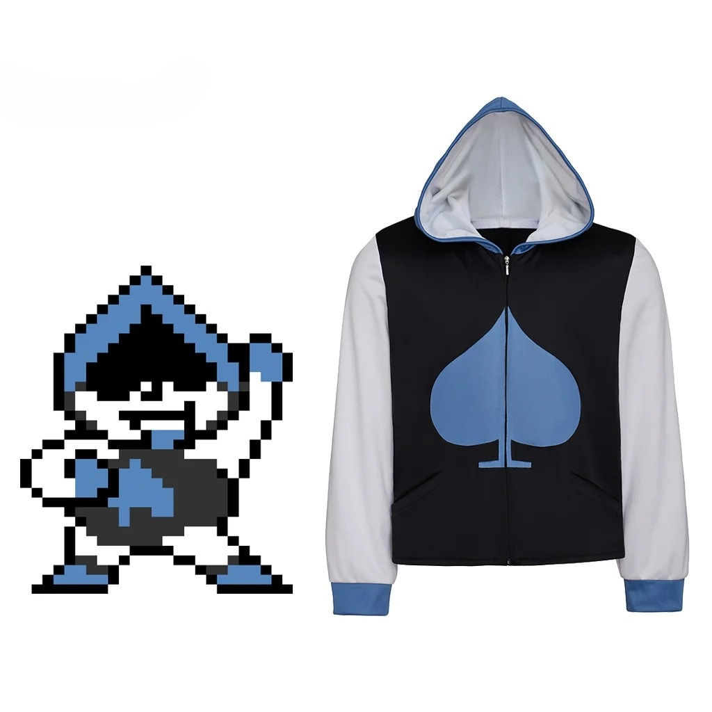 DELTARUNE Cosplay Lancer Costume set, featuring the blue and black Prince of Spades jacket.