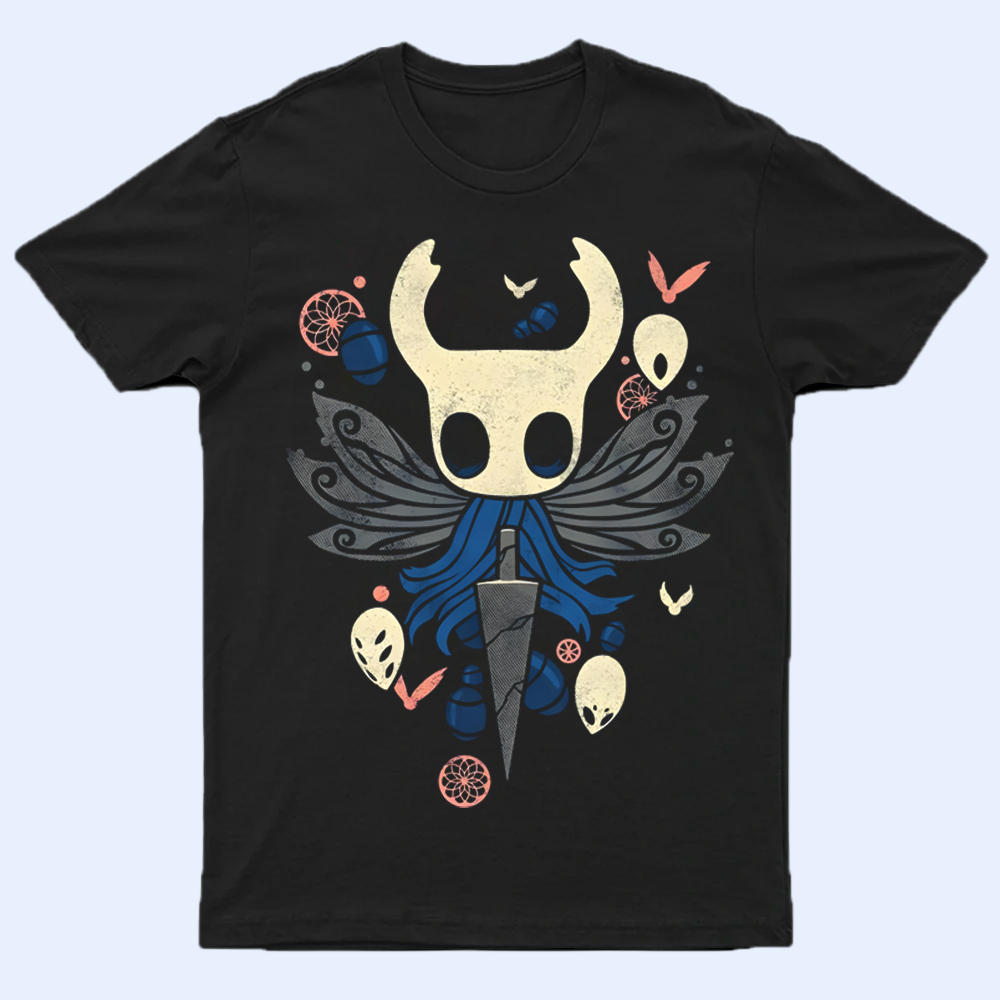 Little Ghost Hollow Knight character on a t-shirt mockup