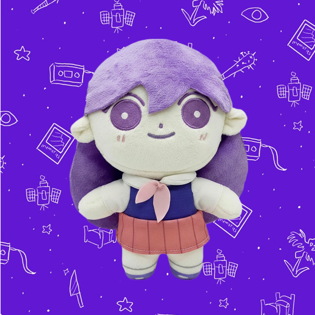 Close-up of the MARI Plush Toy's face and attire, highlighting the detailed stitching and soft short plush material.