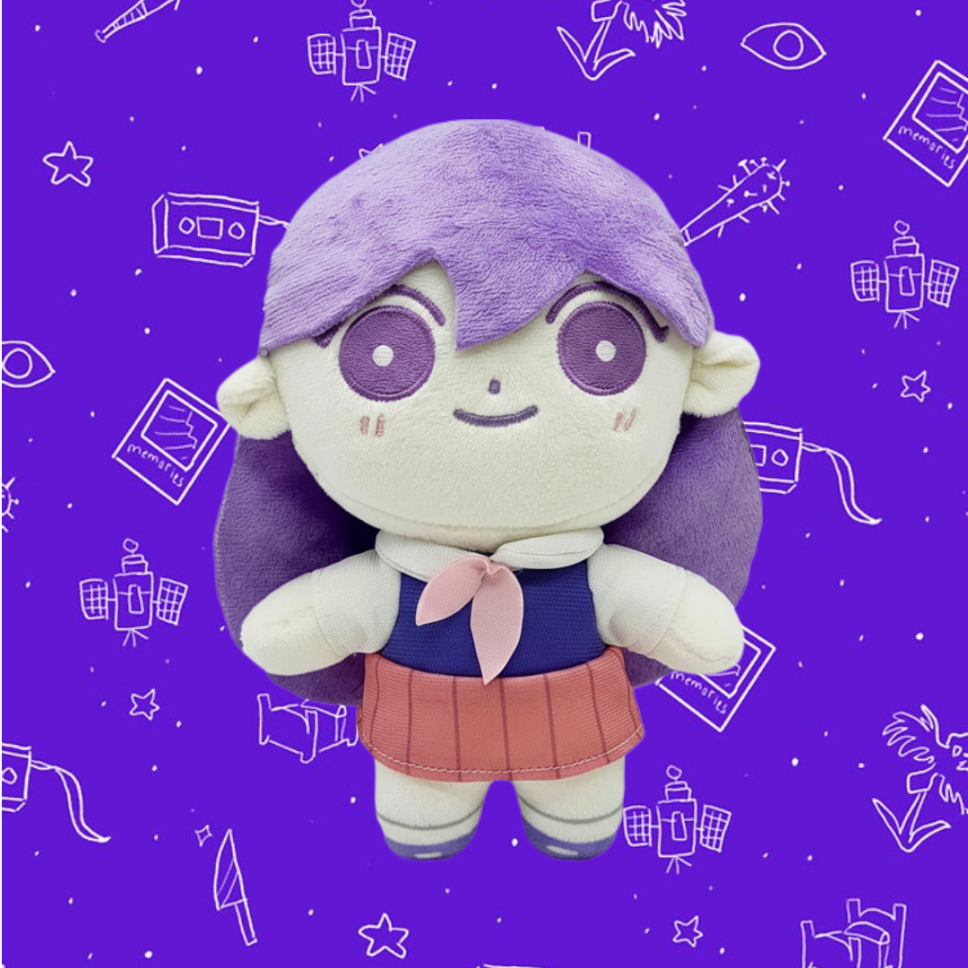 Close-up of the MARI Plush Toy's face and attire, highlighting the detailed stitching and soft short plush material.