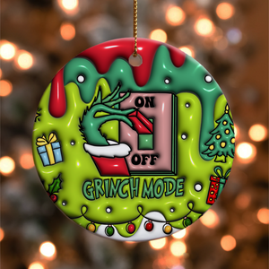 3D Inflated Christmas Grinchy Ornament V5, 3D Christmas Round Ornament Sublimation, Merry Christmas 2024 Grinchy Ornament