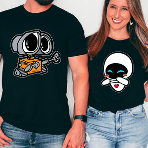 Wall-E And Eve Couple Shirt V2, Disney Mom Dad Matching Dark Shirts, Valentine's Day Gifts, Disney Honeymoon Tee