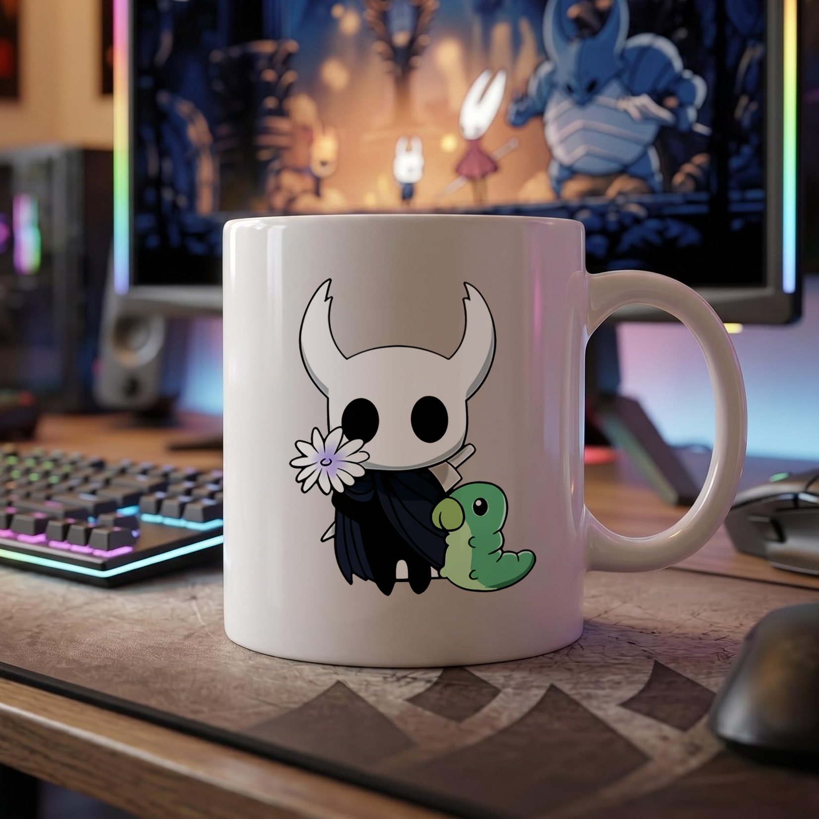 Hollow Knight Mug, The Knight and Rescued Grub Ceramic Cup, Hollow Knight Merch