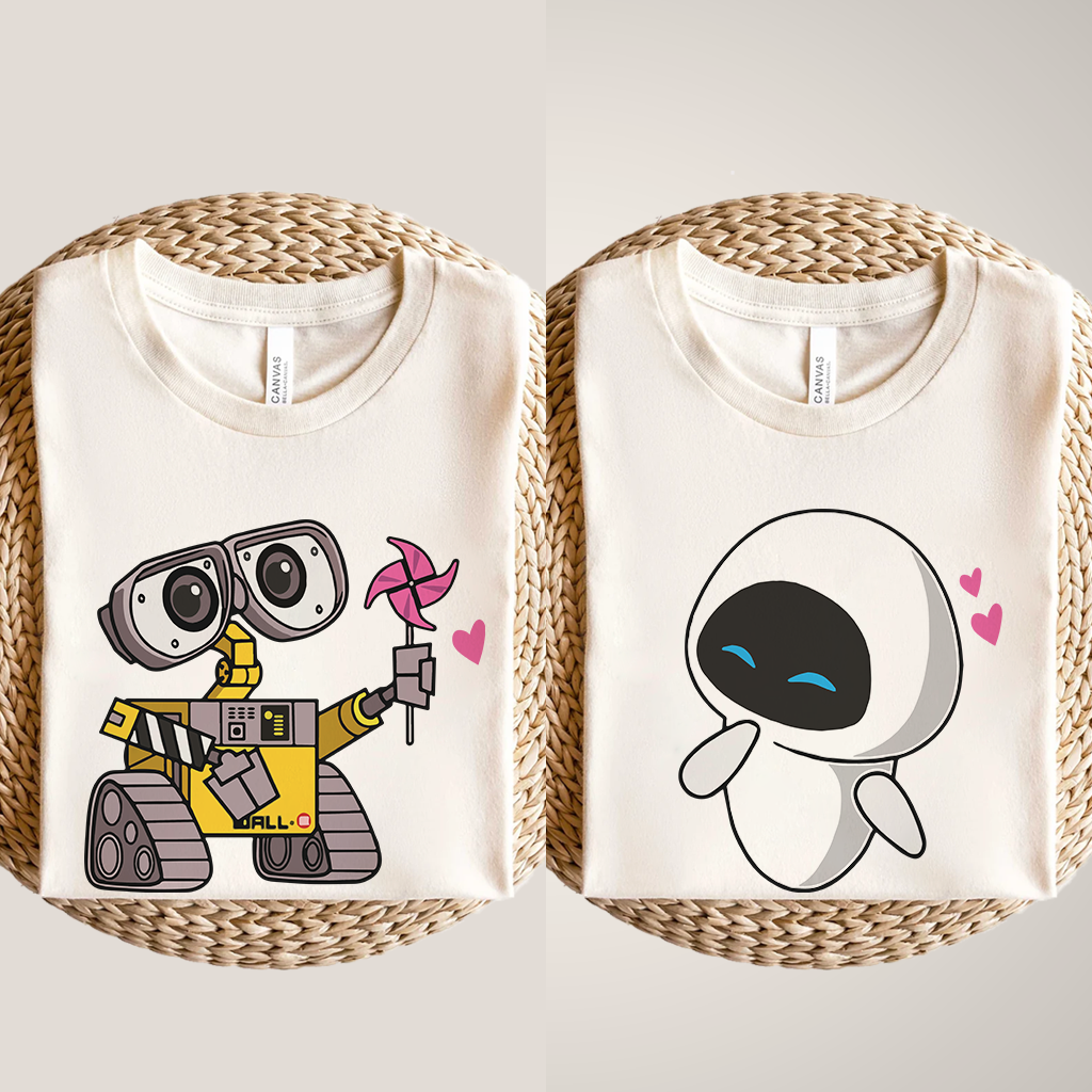 Wall-E And Eve Couple Shirt, Disney Mom Dad Matching Shirts, Valentine's Day Gifts, Disney Honeymoon Tee