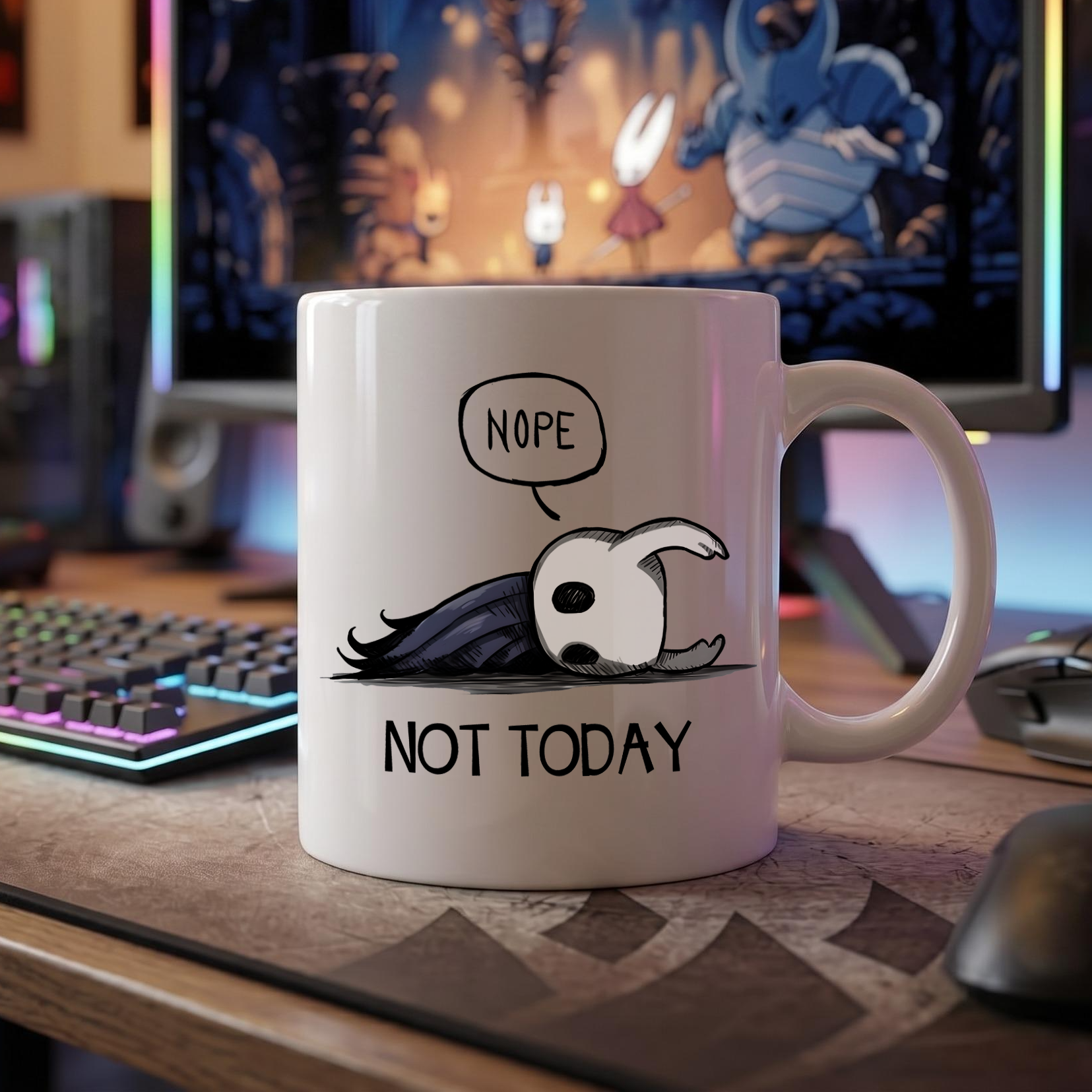 Hollow Knight Mug, The Knight Nope Not Today Ceramic Mug, Hollow Knight Merch