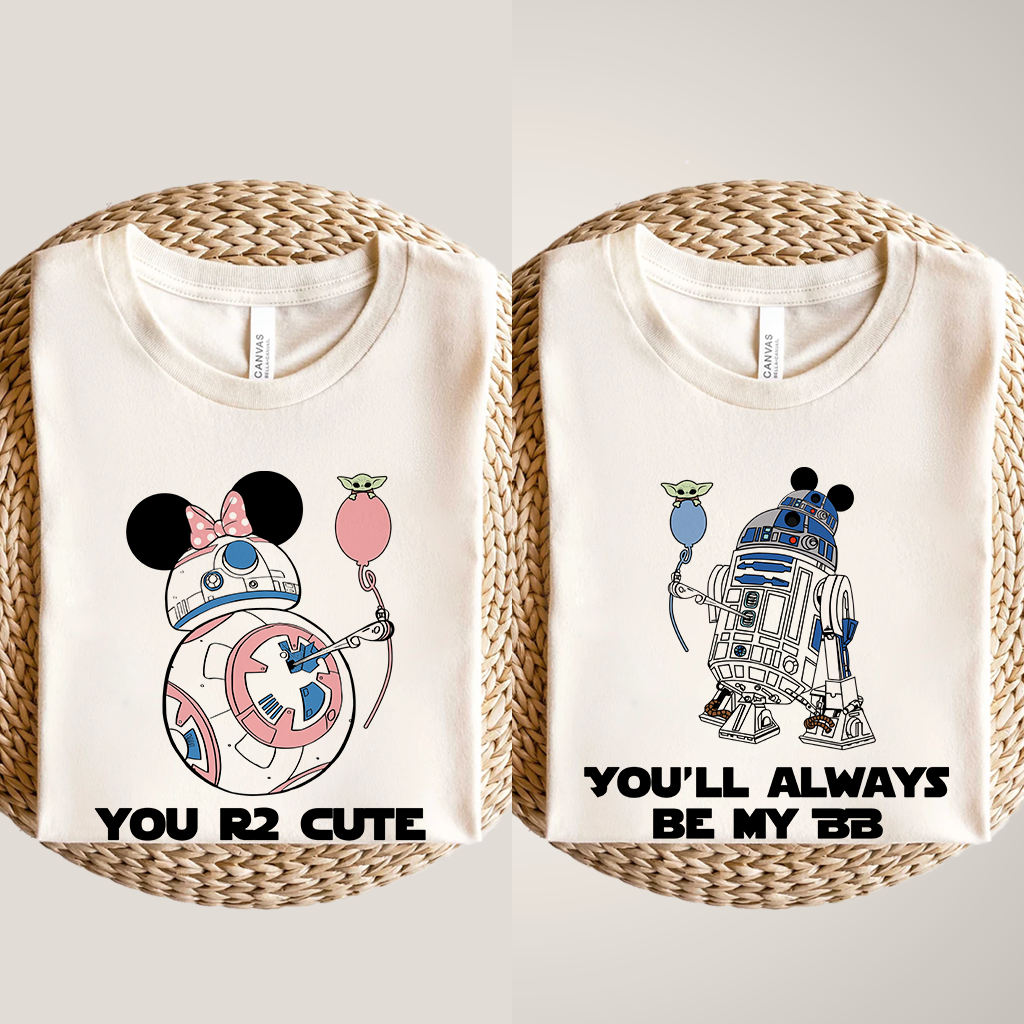 Disney Matching R2D2 BB8 Couple Shirt, Matching Disney Shirts For Couples, Valentine's Day Gifts, Disney Honeymoon Tee, Star Wars Couple Shirt