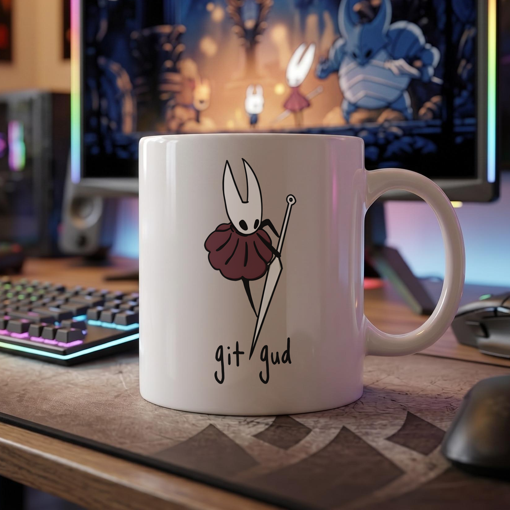 Hollow Knight Mug, Hornet "Git Gud" Ceramic Mug, Hollow Knight Merch