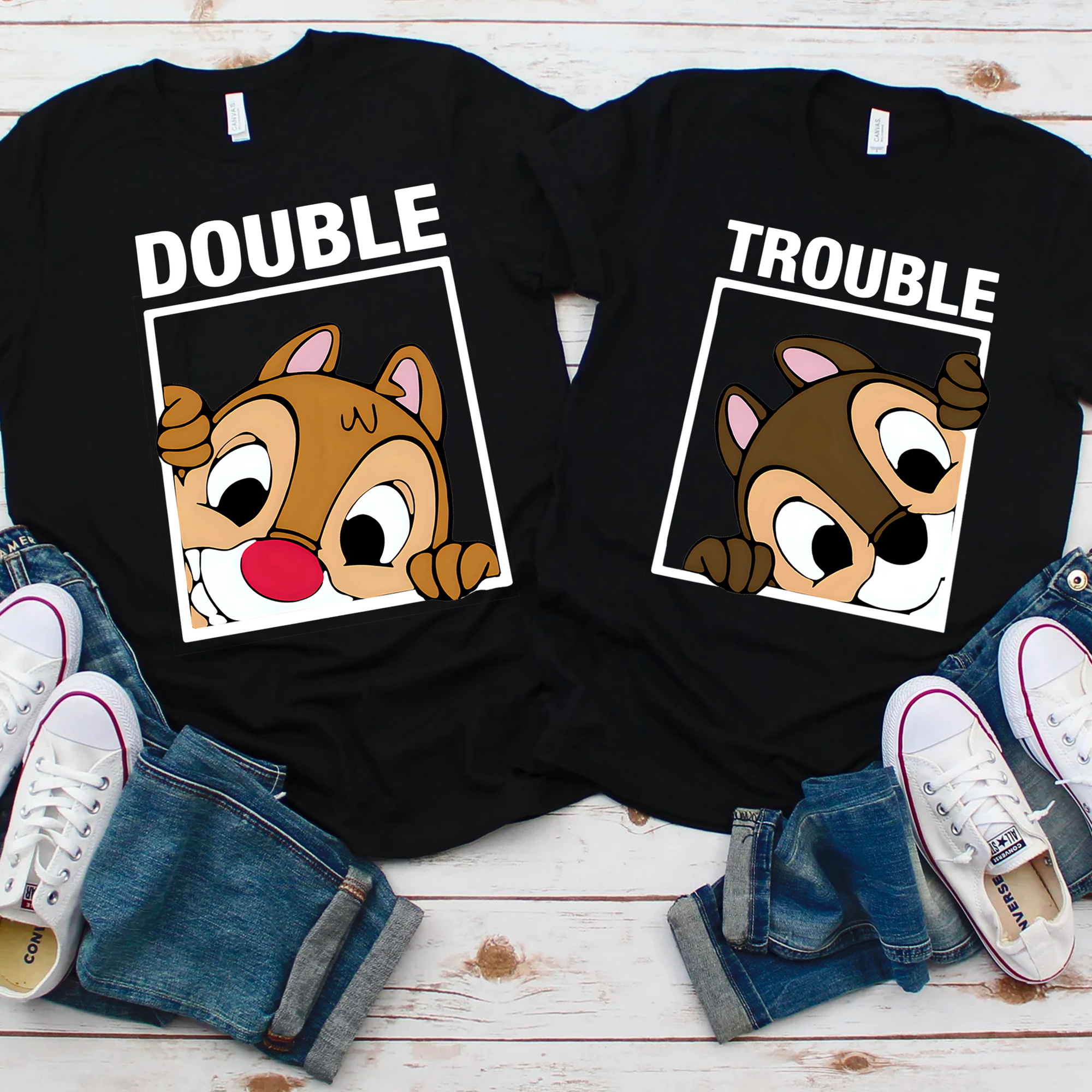 Chip and Dale Dark Shirt, Double Trouble Shirt, Disney Couple Shirts, Disney Family Shirts, Disney Matching Shirt