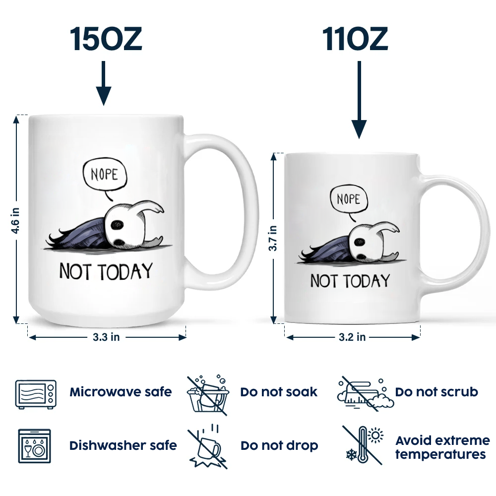 Hollow Knight Mug, The Knight Nope Not Today Ceramic Mug, Hollow Knight Merch
