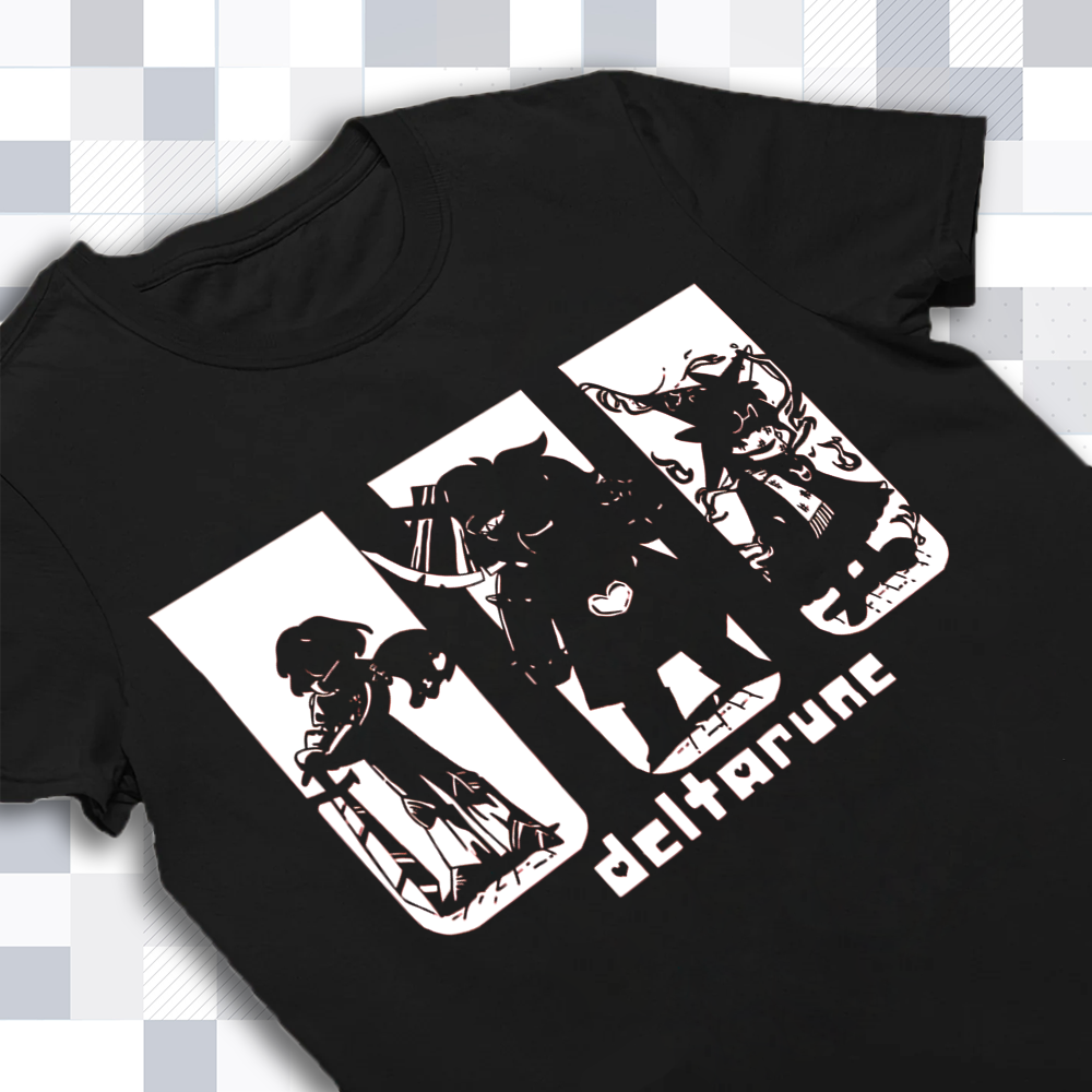 DELTARUNE Merch, 'The Trio' Silhouette T-Shirt, Iconic Character Fan Apparel Cartpitol