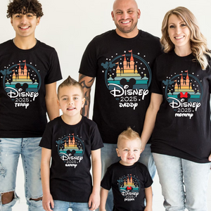 Custom Disney Castle 2025 Shirts, Disney Family Matching Dark T-shirt, Custom Disney Family 2025 Tee, Disney Trip Tee, 2025 Disney Family Vacation Shirt