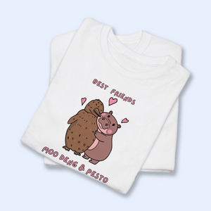 Best Friends Moo Deng And Pesto Penguin Shirt, Moo Deng and Pesto Funny Meme Tshirt, Baby Hippo Shirt, Pesto Penguin Trending Viral Tee