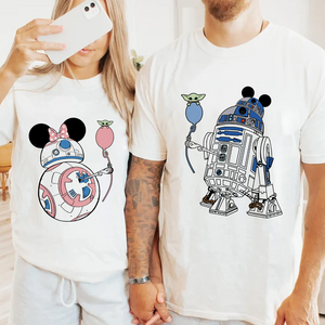 Disney Matching R2D2 BB8 Couple Shirt, Matching Disney Shirts For Couples, Valentine's Day Gifts, Disney Honeymoon Tee, Star Wars Couple Shirt