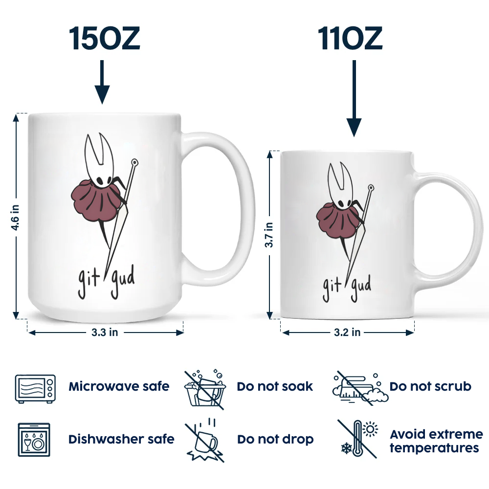 Hollow Knight Mug, Hornet "Git Gud" Ceramic Mug, Hollow Knight Merch