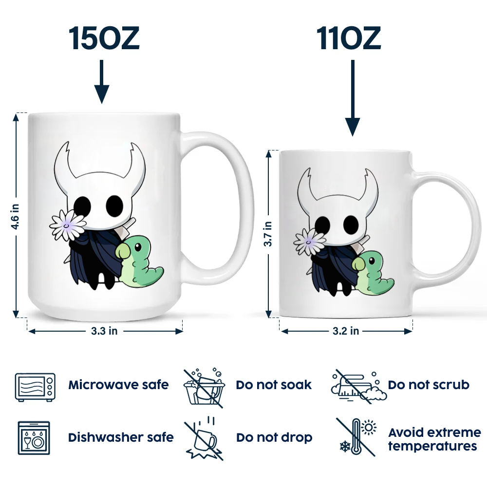 Hollow Knight Mug, The Knight and Rescued Grub Ceramic Cup, Hollow Knight Merch