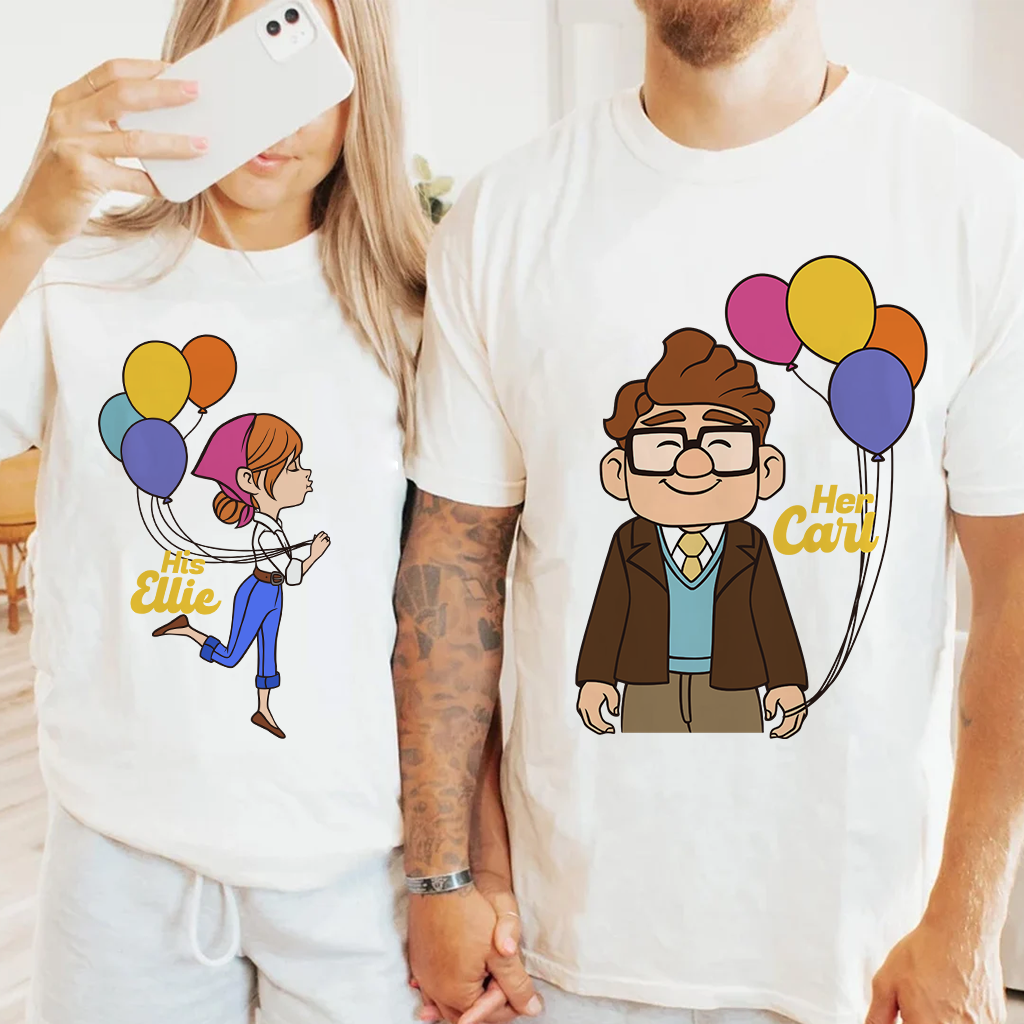 Her Carl His Ellie Shirts, Carl And Ellie Shirts, Up Couple Tshirt, Disney Couple Gift Shirt, Valentine's Day Gifts, Disney Honeymoon Tee