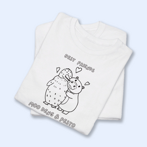 Best Friends Moo Deng And Pesto Penguin Shirt, Moo Deng and Pesto Funny Sketch Meme Tshirt, Baby Hippo Shirt, Pesto Penguin Trending Viral Tee