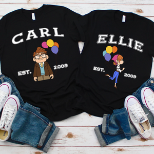 Carl Ellie Shirts, Carl And Ellie EST. Shirts, Up Couple Dark Tshirt, Matching Disney Shirts For Couples, Valentine's Day Gifts, Disney Honeymoon Shirt