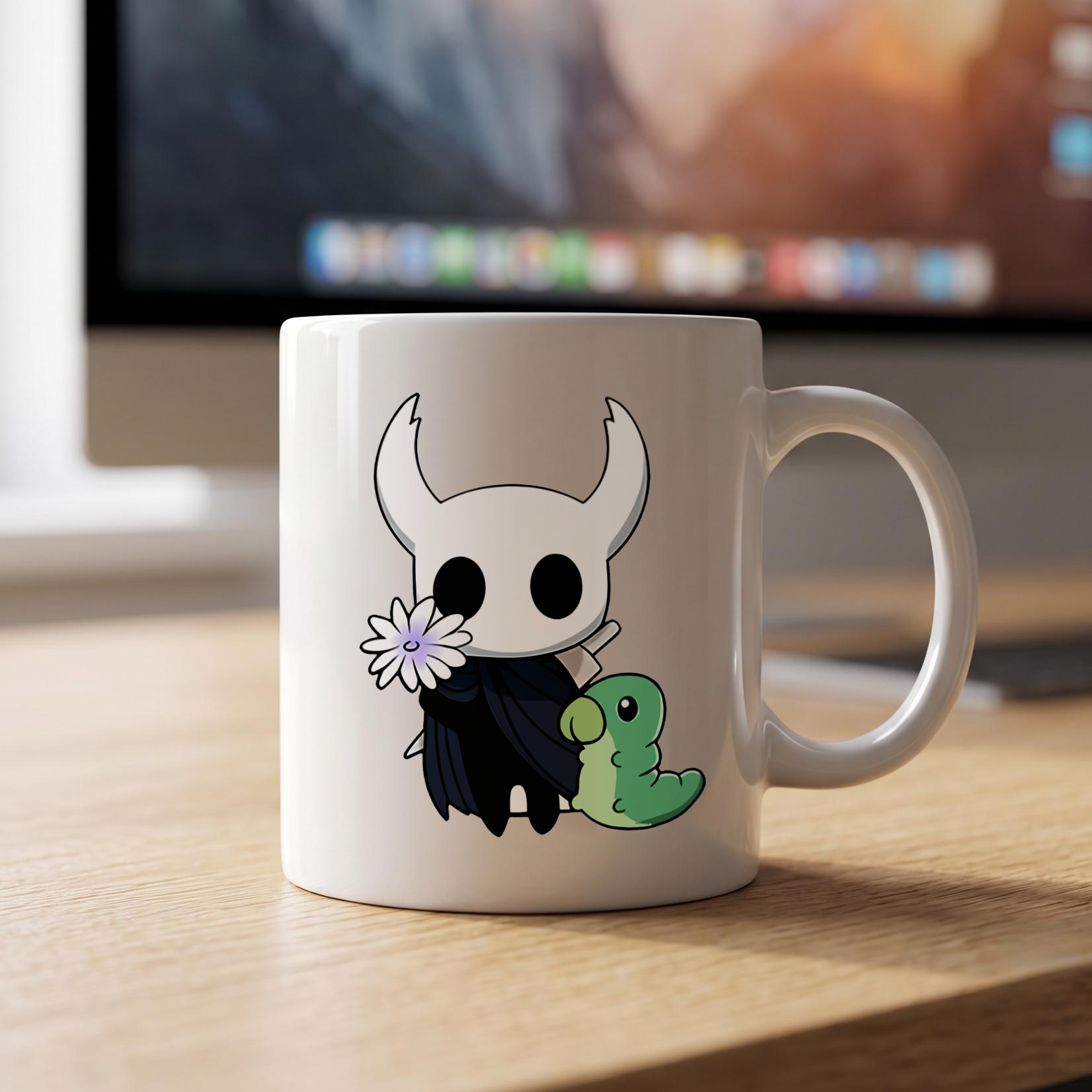 Hollow Knight Mug, The Knight and Rescued Grub Ceramic Cup, Hollow Knight Merch