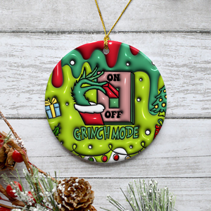 3D Inflated Christmas Grinchy Ornament V5, 3D Christmas Round Ornament Sublimation, Merry Christmas 2024 Grinchy Ornament