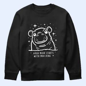 Good Mood Starts With Moo Deng Shirt, Moo Deng Merch, Baby Hippo Tee, Baby Pygmy Hippo Moo Deng Shirt, Sweatshirt, Hoodie