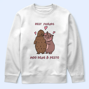 Best Friends Moo Deng And Pesto Penguin Shirt, Moo Deng and Pesto Funny Meme Tshirt, Baby Hippo Shirt, Pesto Penguin Trending Viral Tee