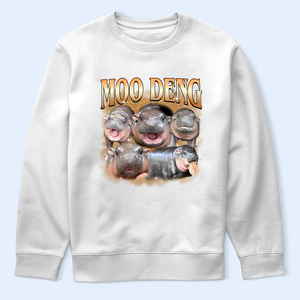 Moo Deng Bootleg Light Shirt V3, Moo Deng Merch, Moo Deng Vintage Retro Shirt, Baby Hippo Tee, Baby Pygmy Hippo Moo Deng Shirt, Sweatshirt, Hoodie