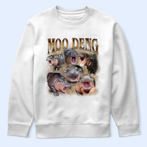 Moo Deng Bootleg Light Shirt V2, Moo Deng Merch, Moo Deng Vintage Retro Shirt, Baby Hippo Tee, Baby Pygmy Hippo Moo Deng Shirt, Sweatshirt, Hoodie