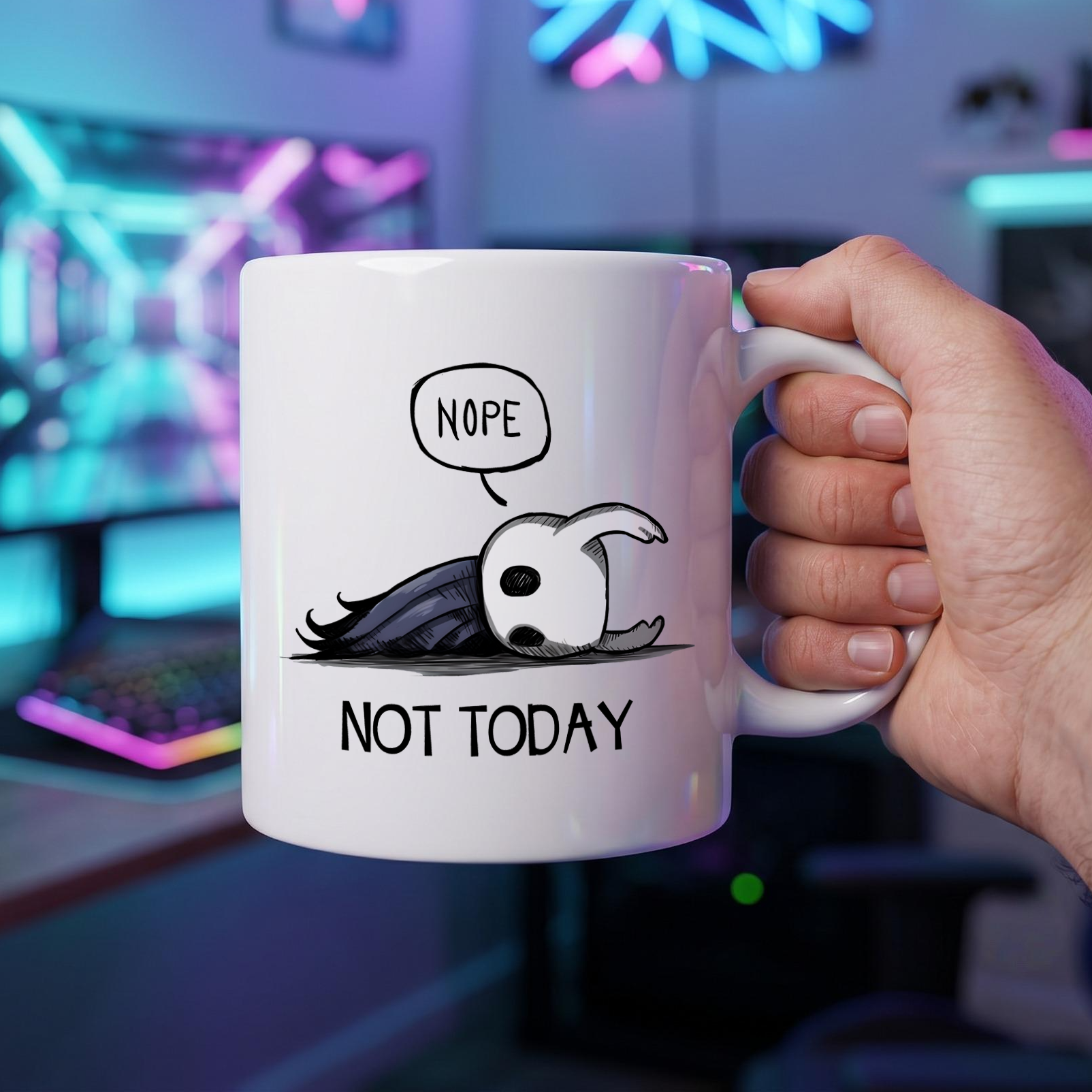 Hollow Knight Mug, The Knight Nope Not Today Ceramic Mug, Hollow Knight Merch