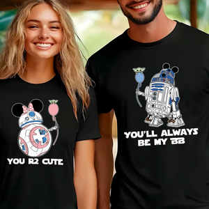 Disney Matching R2D2 BB8 Couple Shirt, Matching Disney Shirts For Couples, Valentine's Day Gifts, Disney Honeymoon Dark Tee, Star Wars Couple Shirt