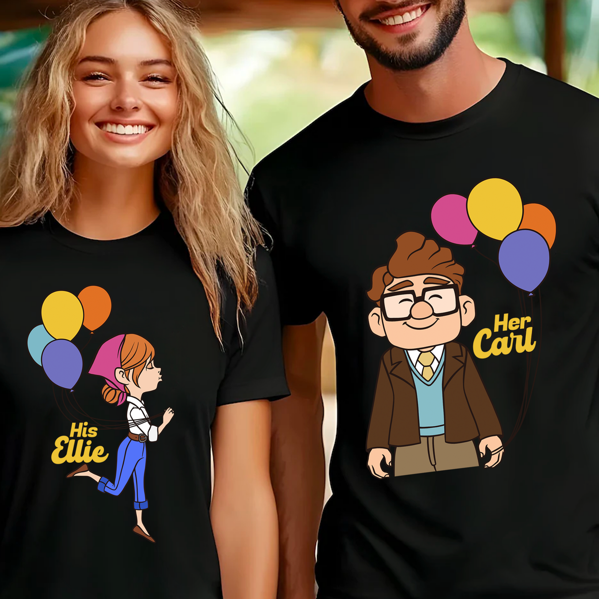 Her Carl His Ellie Shirts, Carl And Ellie Shirts, Up Couple Dark Tshirt, Disney Couple Gift Shirt, Valentine's Day Gifts, Disney Honeymoon Tee