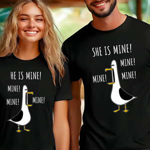 Disney Seagull Couples Shirts, Disney He Is Mine She Is Mine Shirts, Funny Disney Seagull Dark Shirts, Disney Matching Seagull Couple T-Shirts