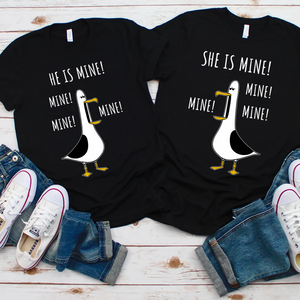 Disney Seagull Couples Shirts, Disney He Is Mine She Is Mine Shirts, Funny Disney Seagull Dark Shirts, Disney Matching Seagull Couple T-Shirts