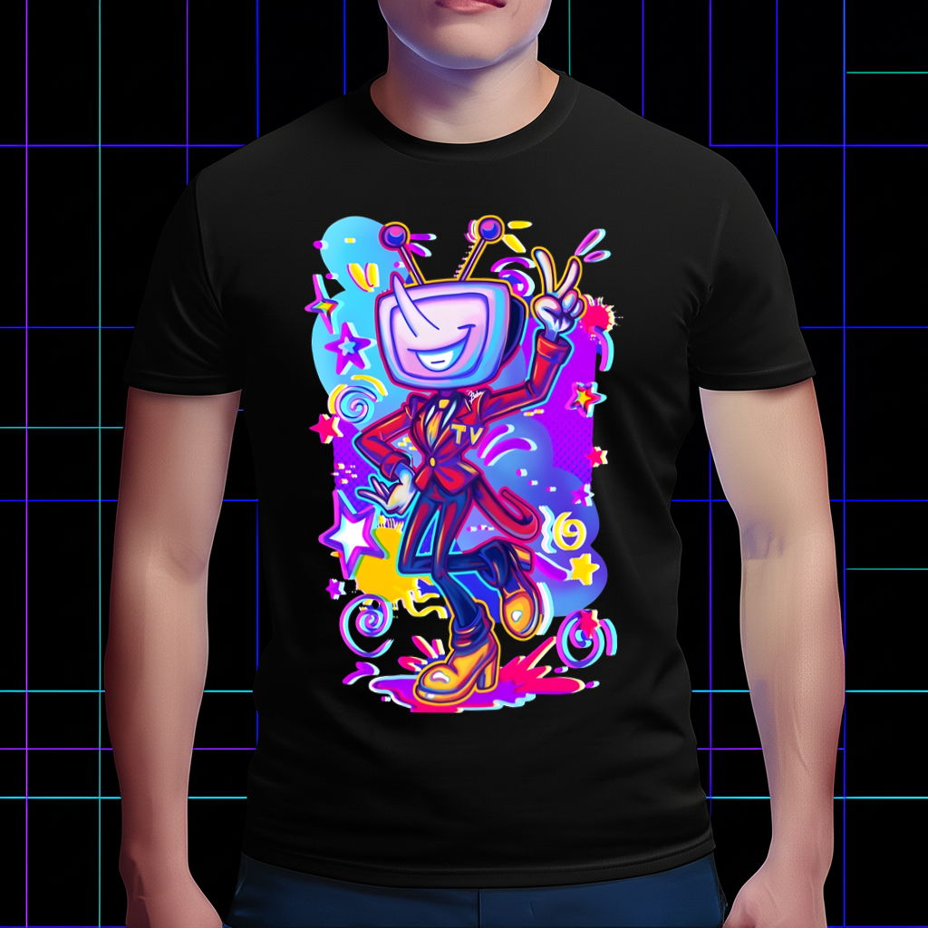 DELTARUNE Mr. Ant Tenna Character T-shirt worn by a model, demonstrating its comfortable fit, essential DELTARUNE merch