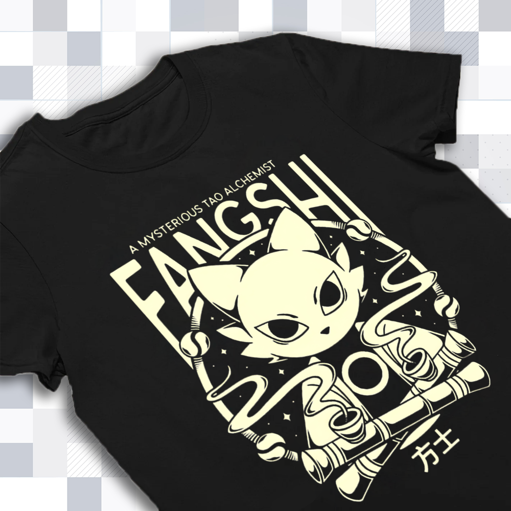 Close-up of the graphic print on the Nine Sols merch t-shirt