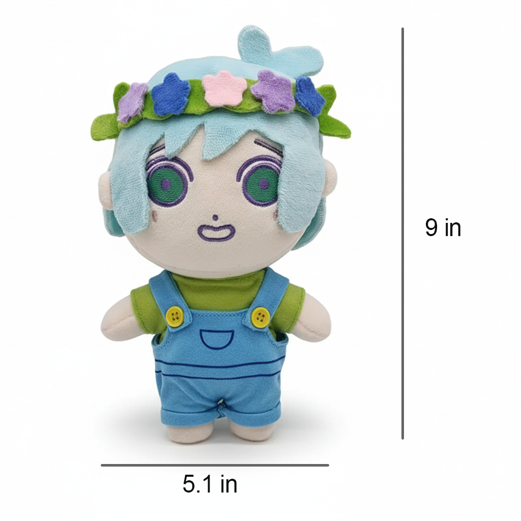 Basil plush toy size guide, illustrating the 8-inch size for scale