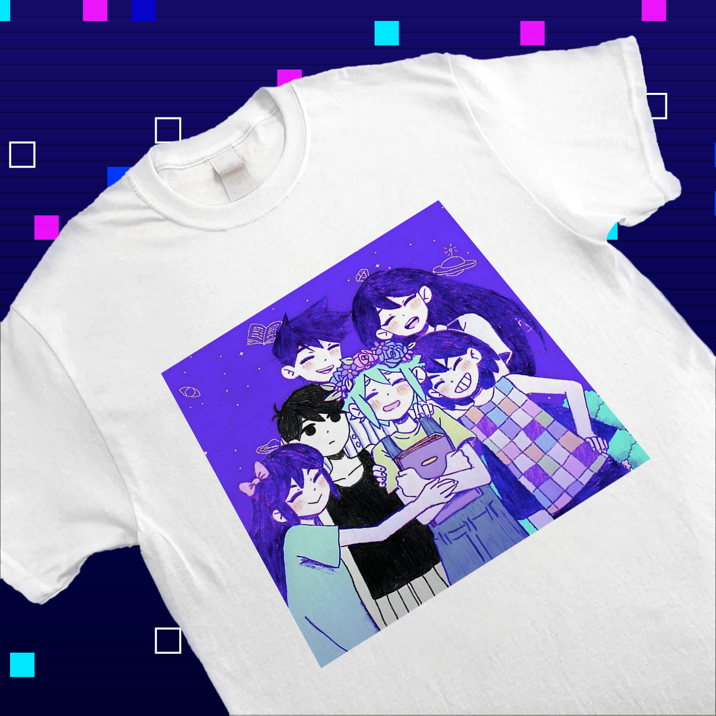 Omori Shirt, Faraway Town Friends Group Tee, Omori Merch Cartpitol