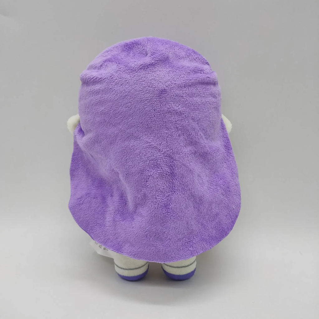 back view of the Omori MARI Plush Toy, showing her white dress and dark hair, plush doll, Omori Merch.